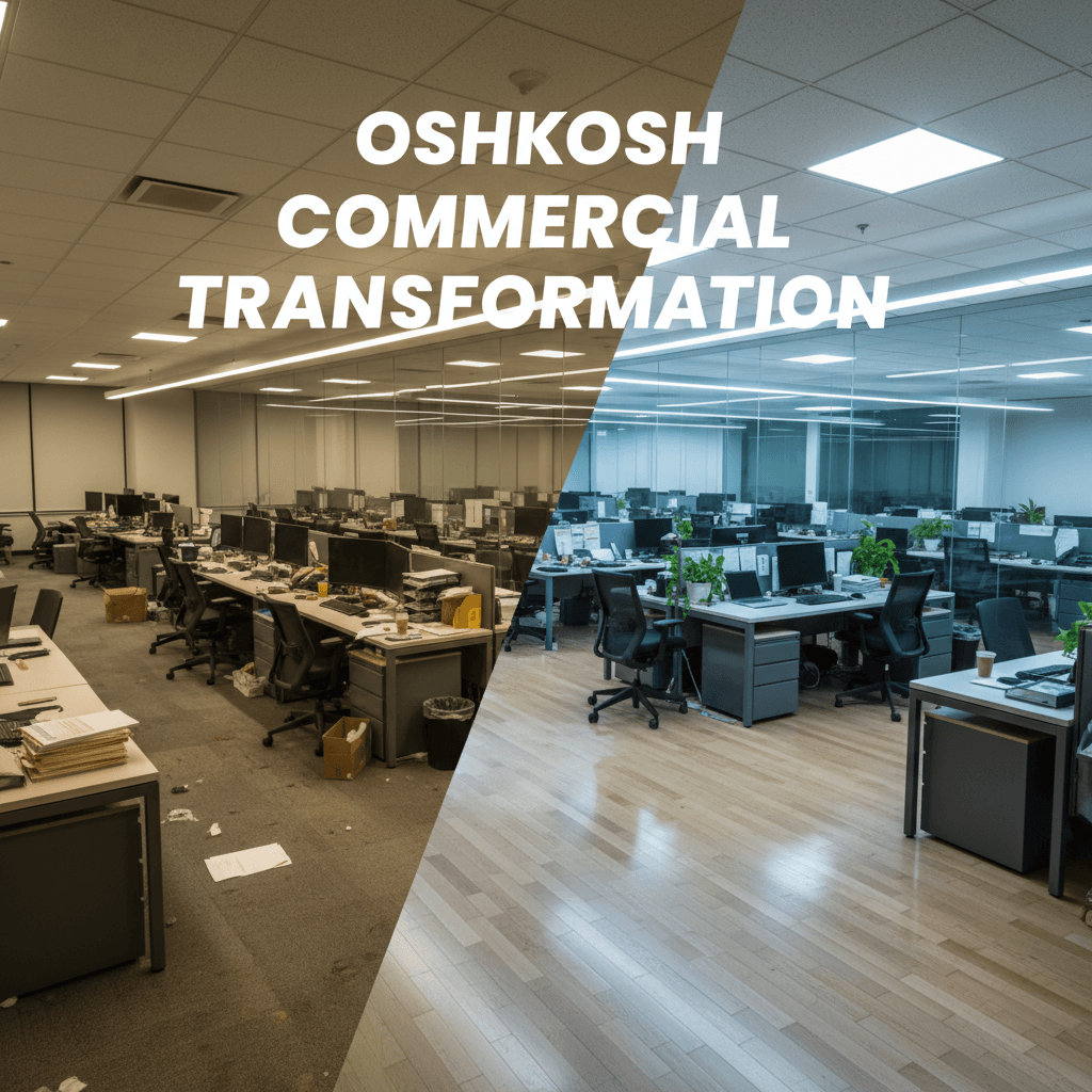 Commercial office space before and after cleaning